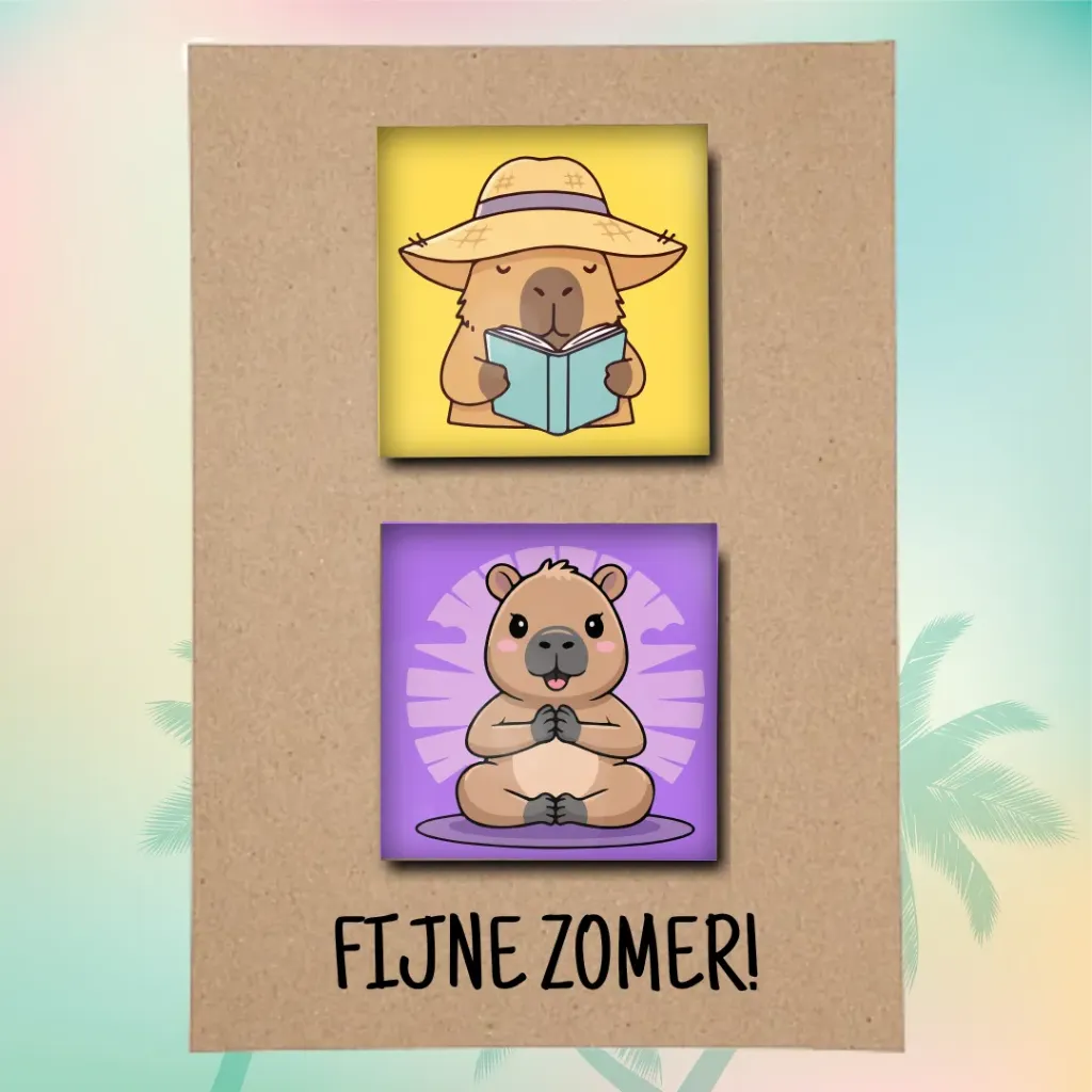 🌴 Wenskaartjes met magneten 'Fijne zomer!'🌅