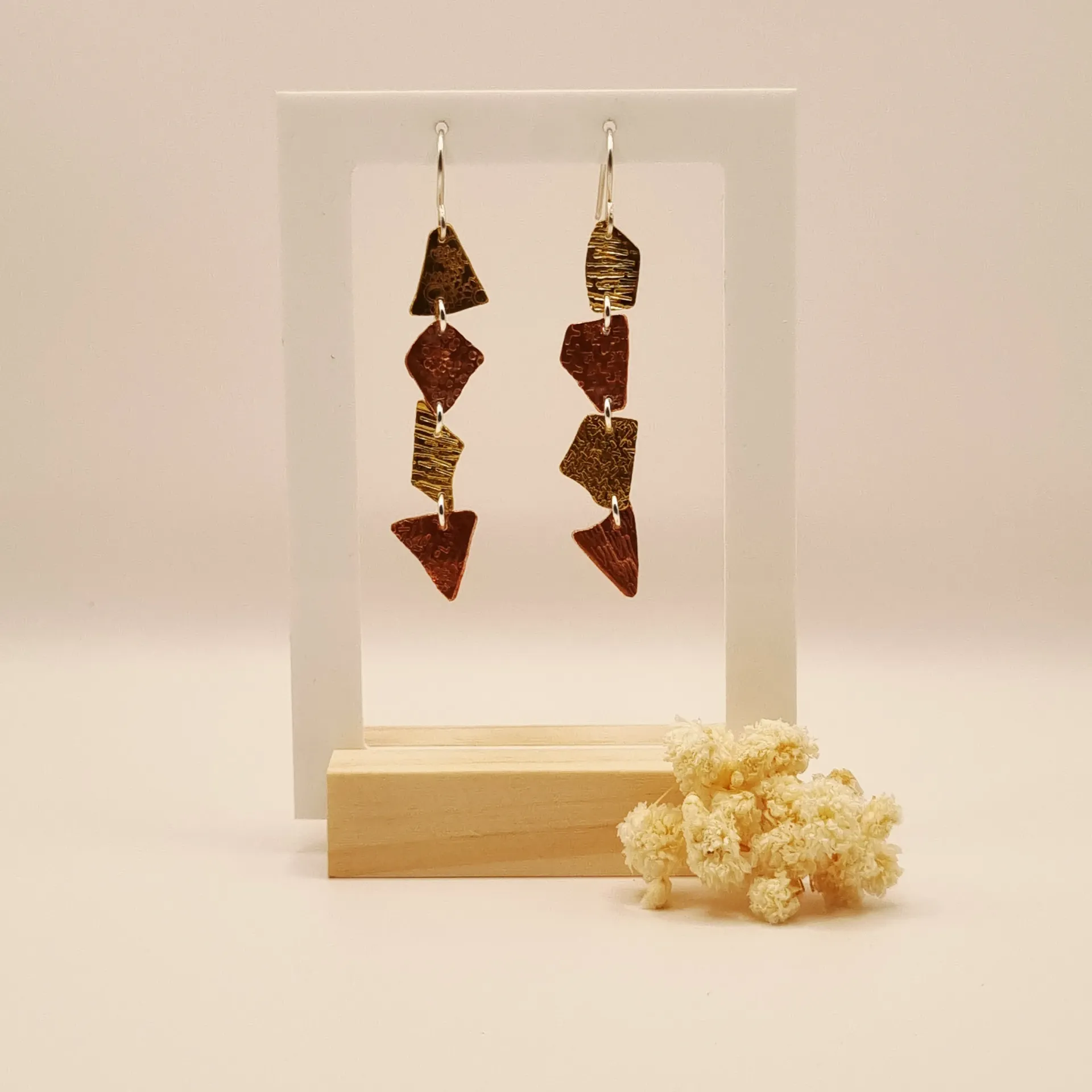 Oorbellen 'Copper 'n brass N°2'